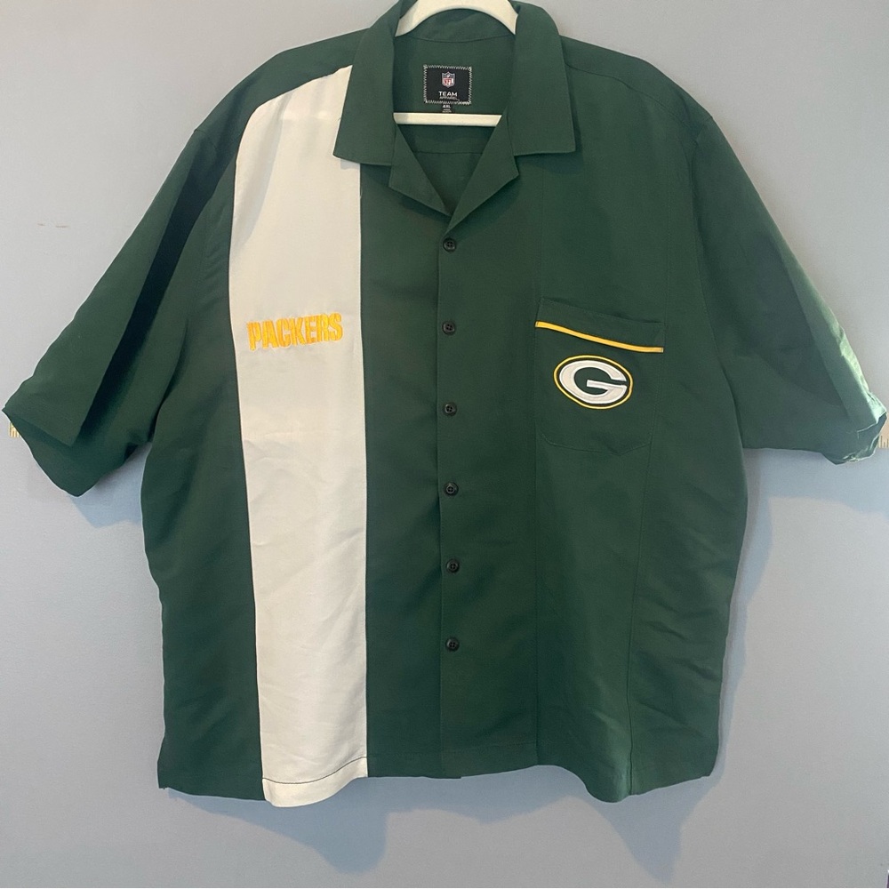Green Bay Packers Green and White Men's Shirt 4XL Button down NFL Team Apparel